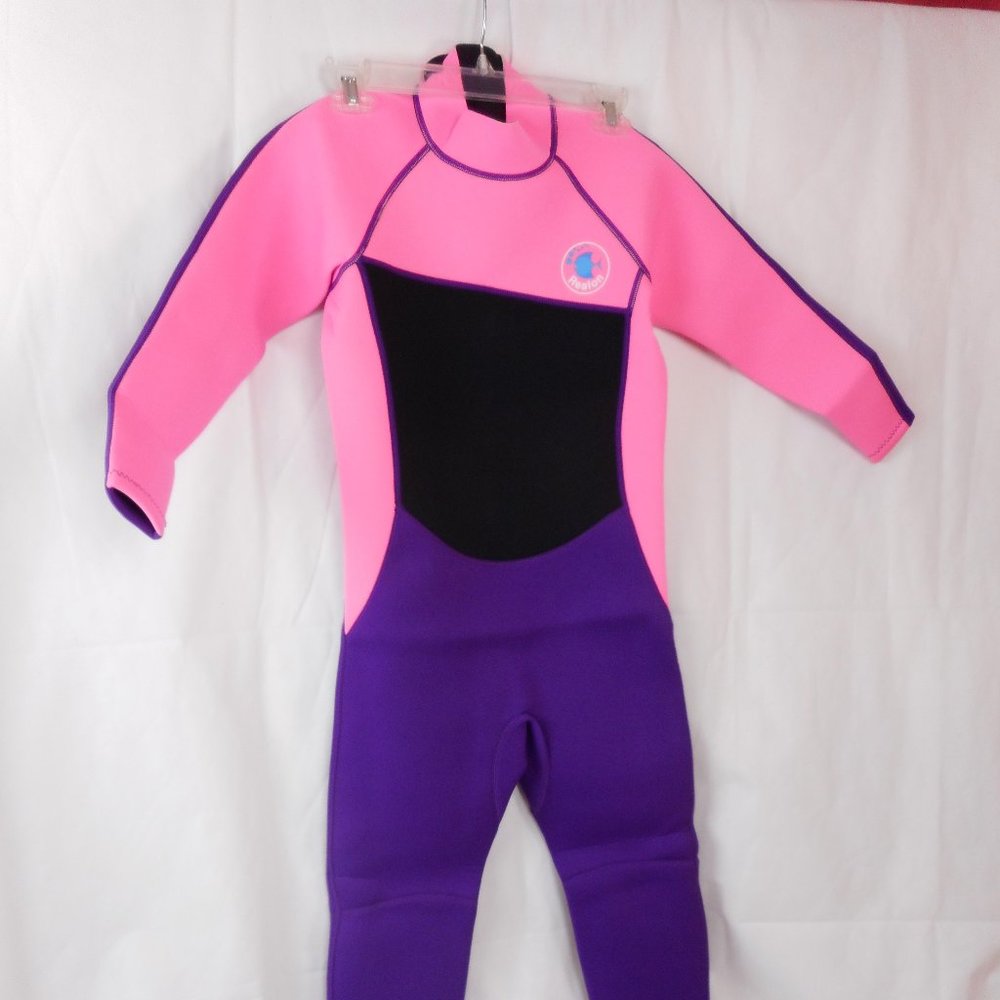 Realon Unisex Kids Zippered Wetsuit, 3mm, Purple And Pink, Size 2XL
